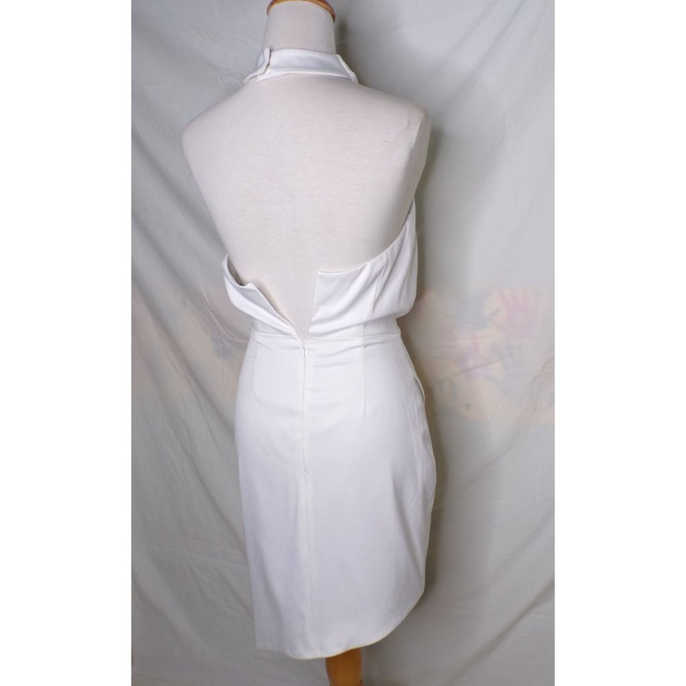 ELLIATT Camo Asymmetric Satin Halter Dress White Large 8 NEW - Picture 10 of 13